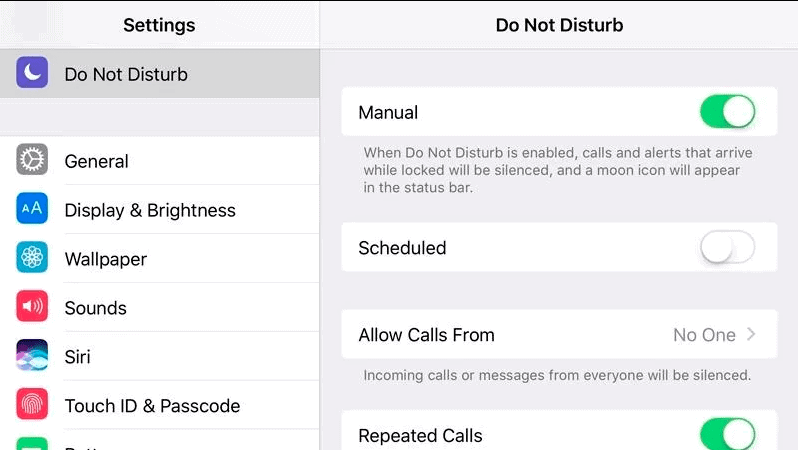 Do Not Disturb Mode na mobilu