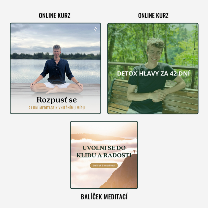 Balíček 2 online kurzů čisté mysli a balíček vedených meditací zvýhodněná cena
